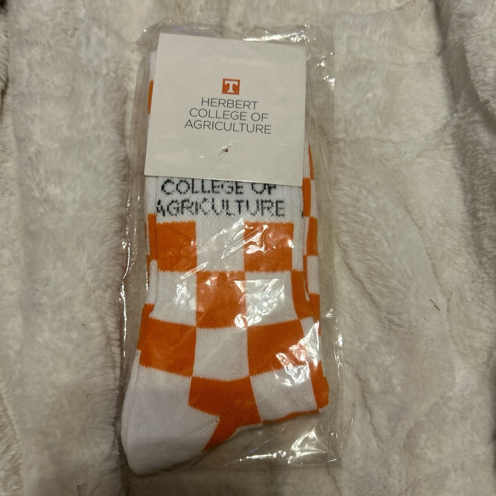 Herbert College Orange and White Checkered Socks